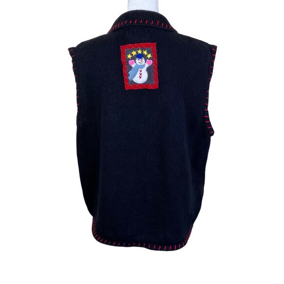 Designers Originals Sz XL Vtg 90s Holiday Sweater Vest Snowmans Boho Multicolor - Picture 5 of 16